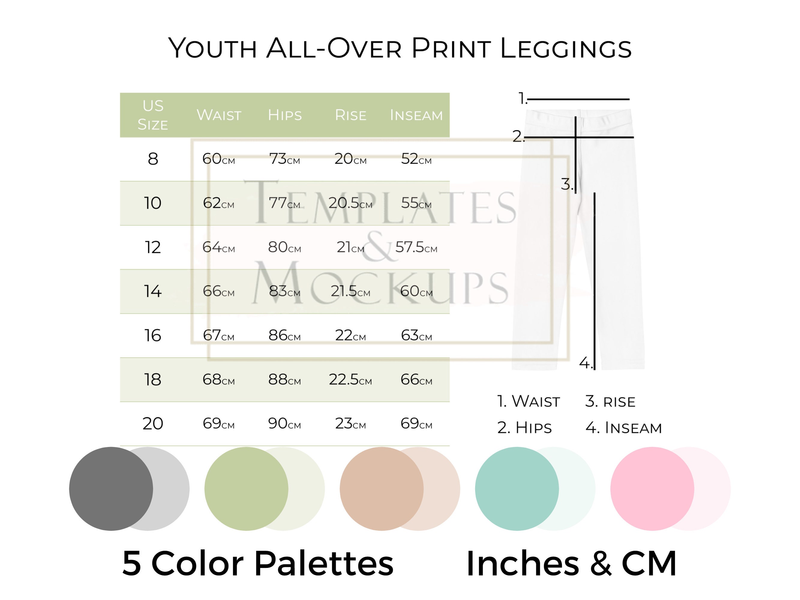 Leggings Size Chart Fits Printify Women's Cut & Sew Casual Leggings Print  on Demand Pod Shops 2020 