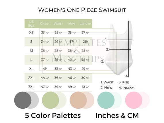 Instant Download Women's One Piece Swimsuit Size Chart, Colroful Printful  AOP Size Charts, Pretty Size Charts Inches and Centimeters -  Canada