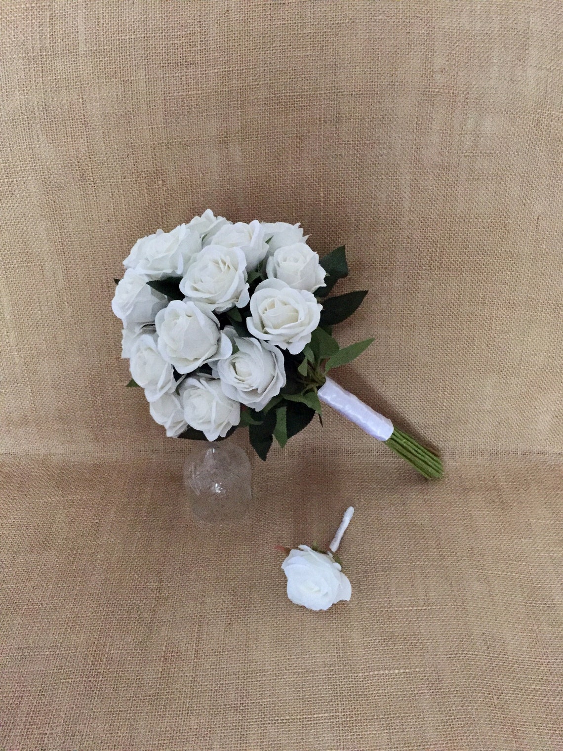 White Rose Bridal Bouquet Bridal Hand Bouquet With Rose Etsy