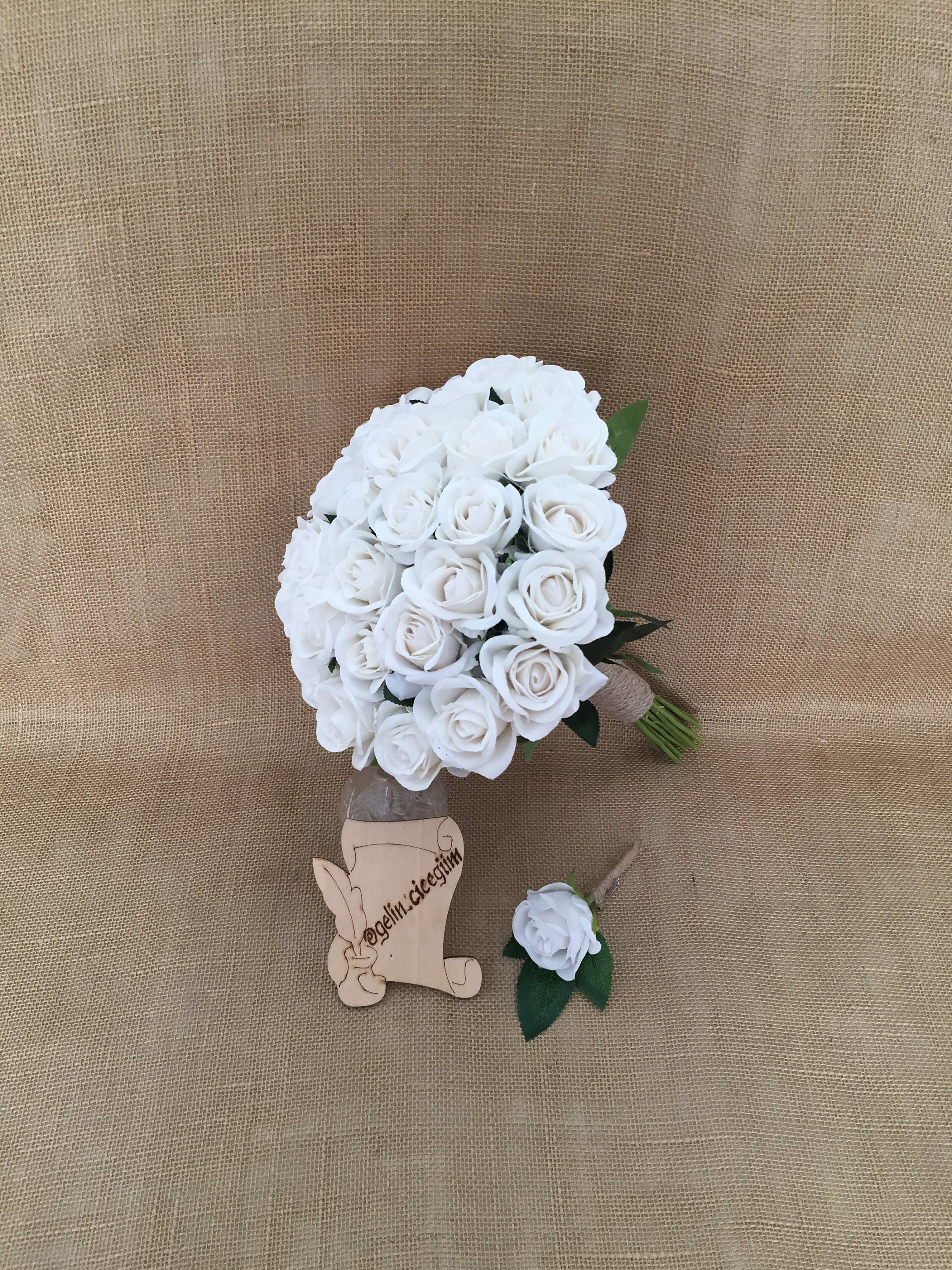 White Rose Bridal Bouquet, Bridal Hand Bouquet, With Rose Design, Real