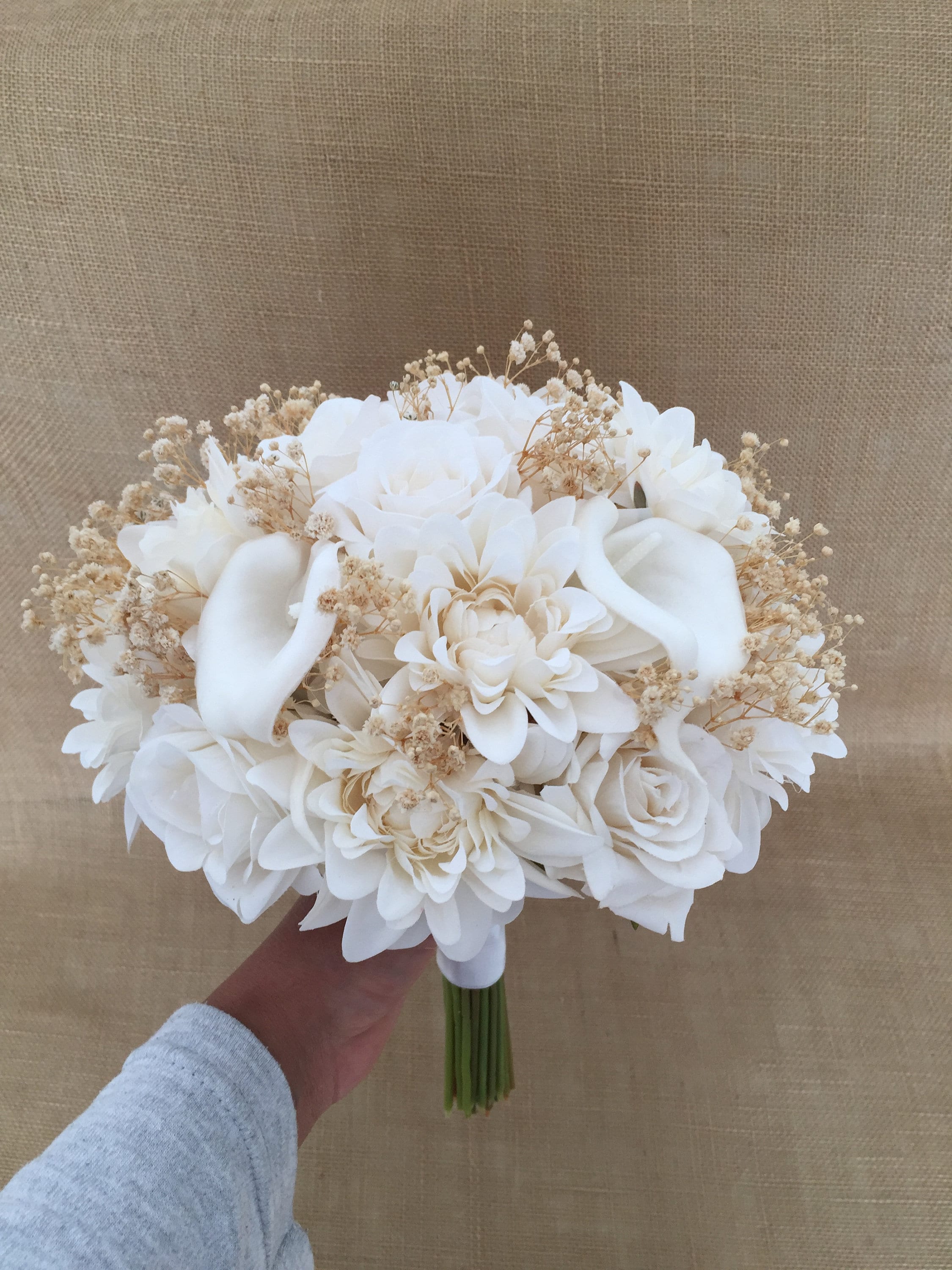 Chrysanthemum Bridal Bouquet, White Bridal Bouquet, White Rose Bridal
