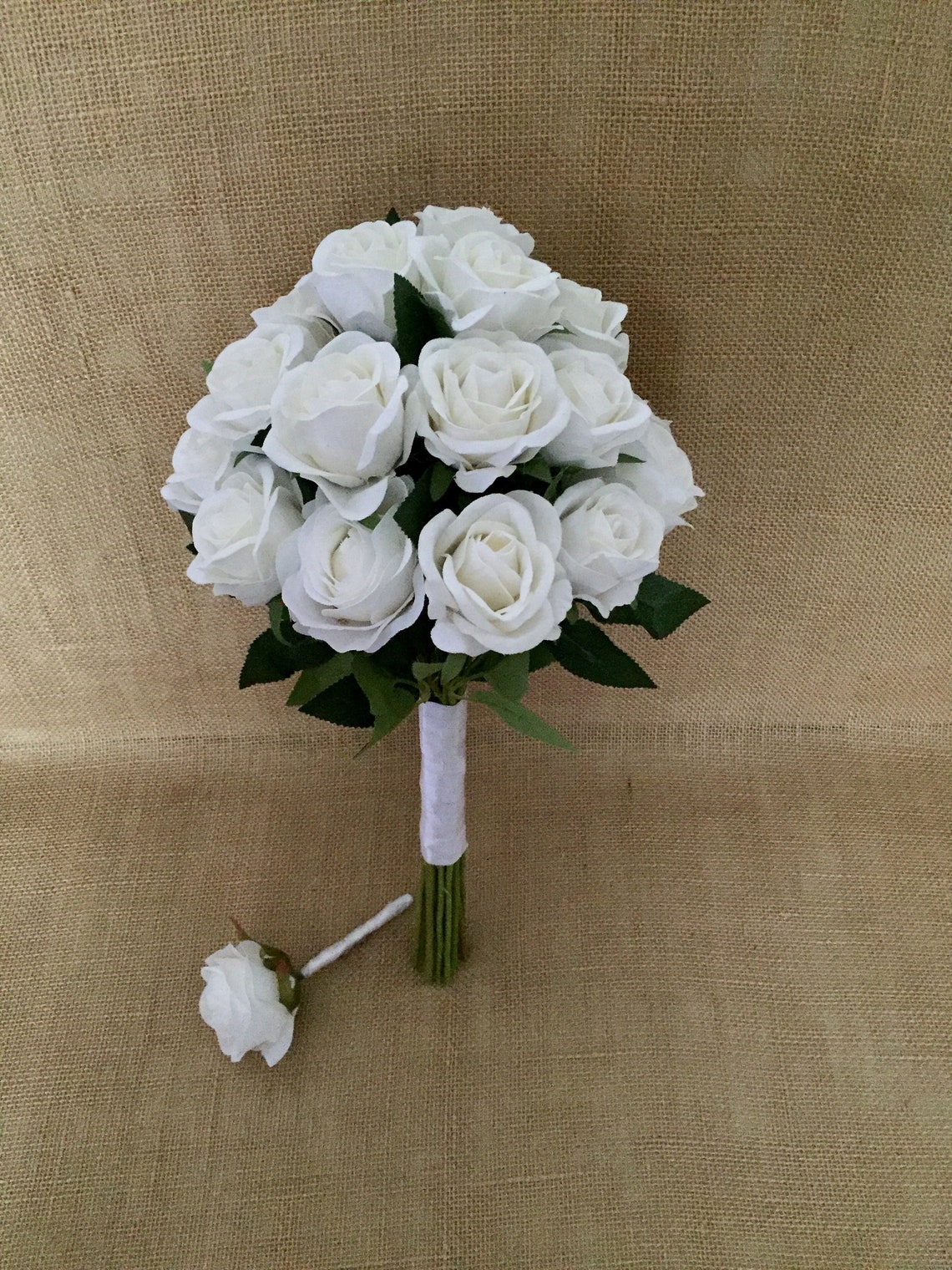 White Rose Bridal Bouquet Bridal Hand Bouquet With Rose Etsy