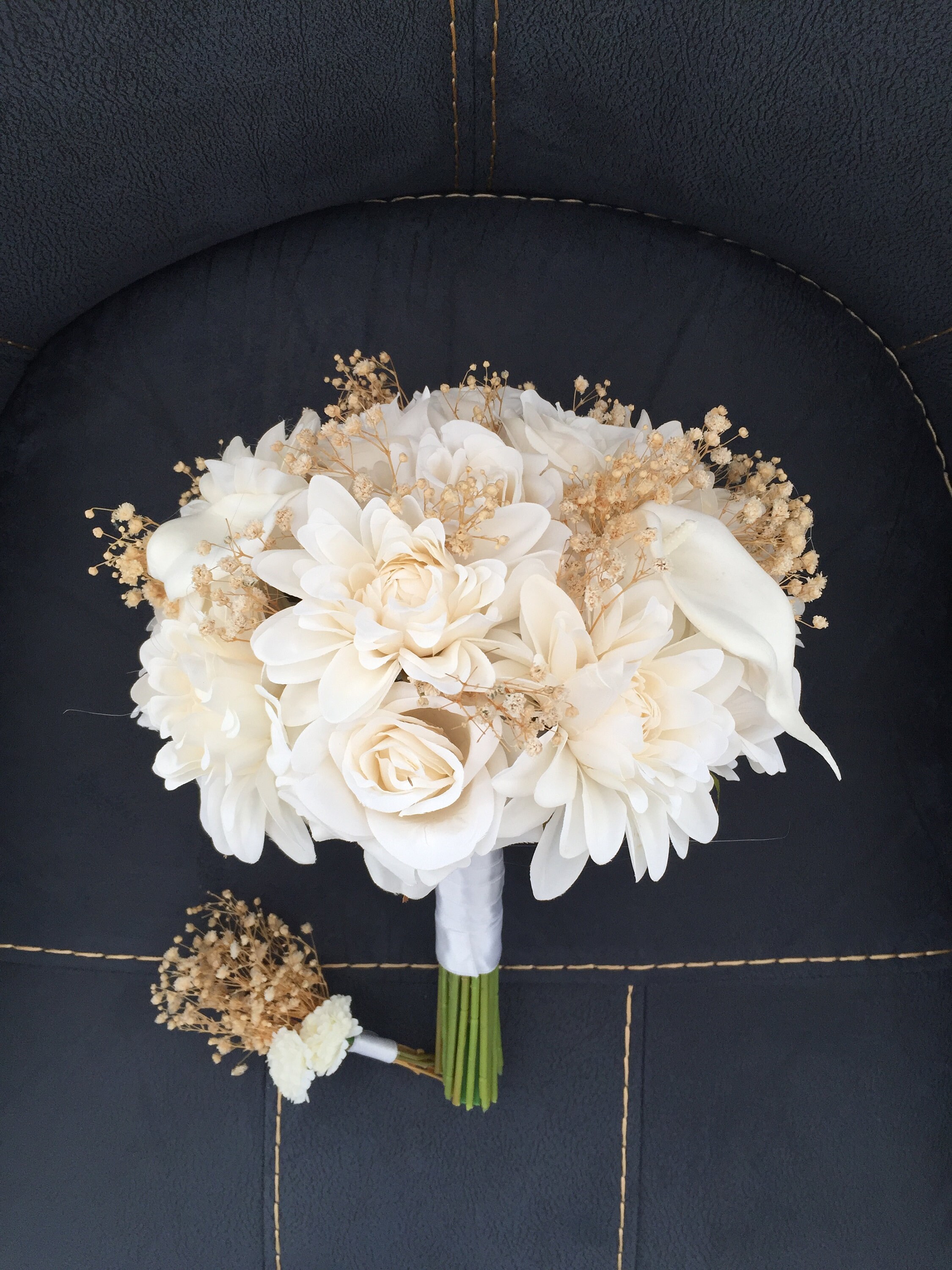 Chrysanthemum Bridal Bouquet, White Bridal Bouquet, White Rose Bridal