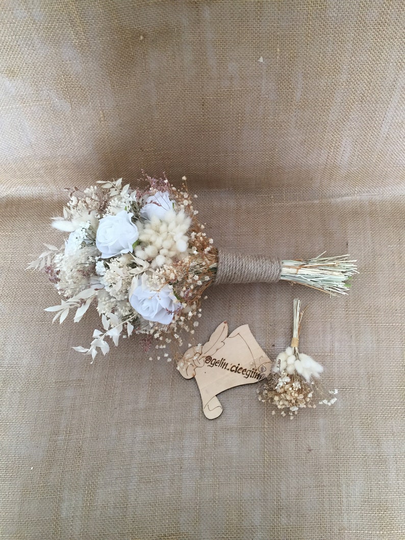 Dry Flower Bridal Bouquet Dried Flower White Rose Bouquet Etsy