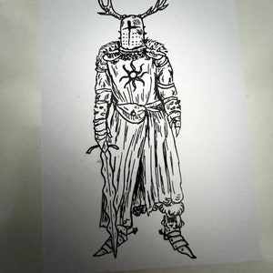 Dark Solaire nib&ink drawing postcard