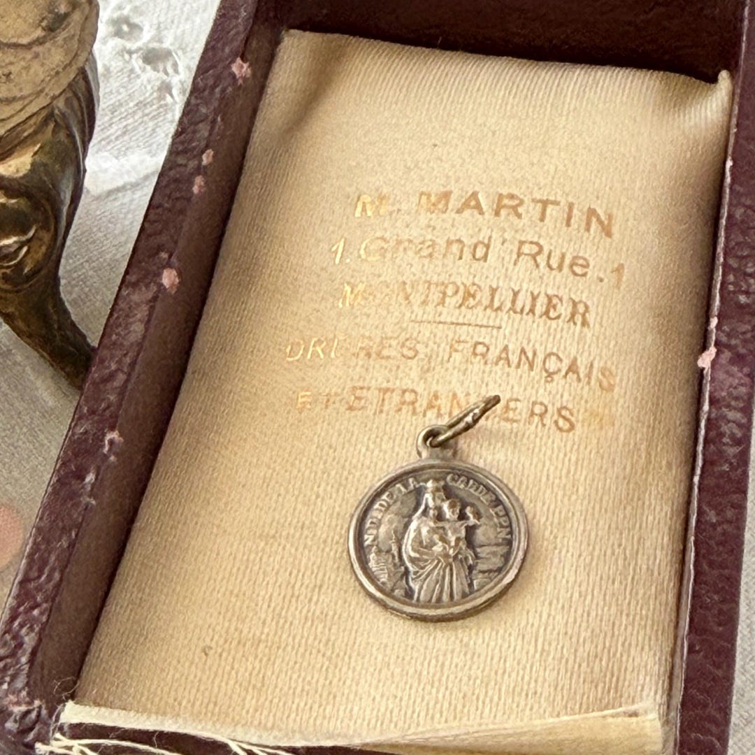 Vintage Notre dame de la garde Silver‑plated Religious Medal ...