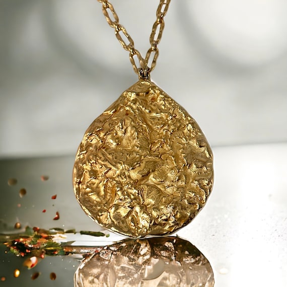 Vintage Napier Molten Gold Large Pendant Necklace… - image 1