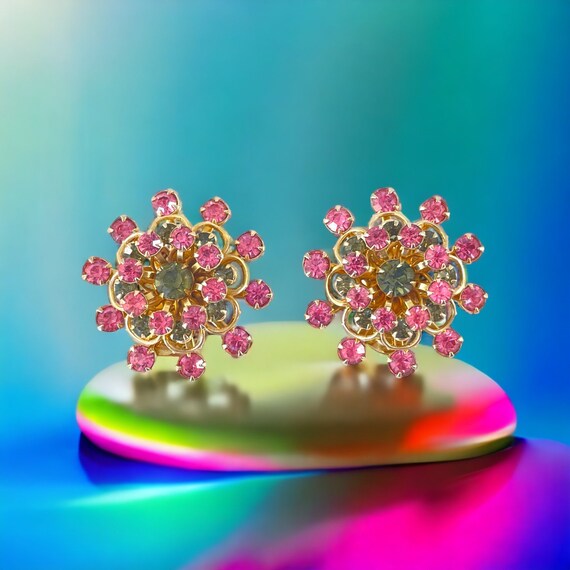 Vintage Pink & Light Colorado Rhinestones Light G… - image 1