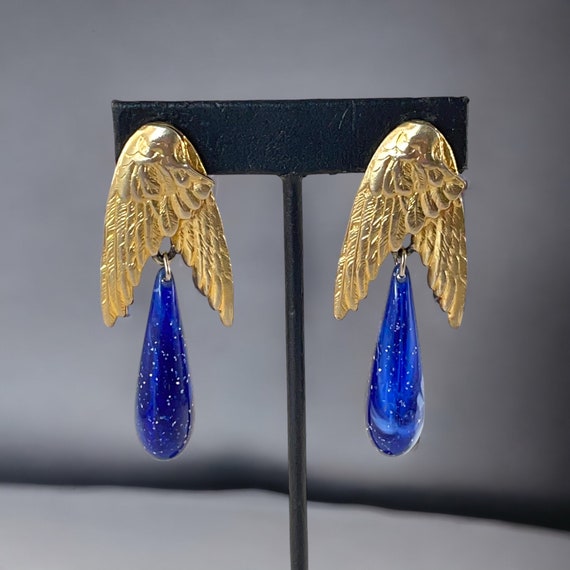 Vintage Les Bernard Angel Wings Blue Faux Lapis D… - image 8