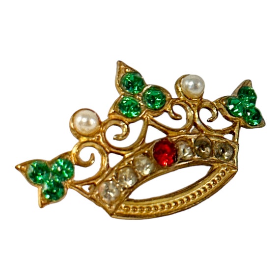 Vintage Coro Emerald Rhinestones and Faux Pearls … - image 8