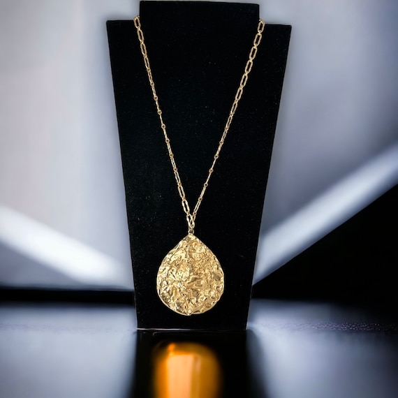 Vintage Napier Molten Gold Large Pendant Necklace… - image 2