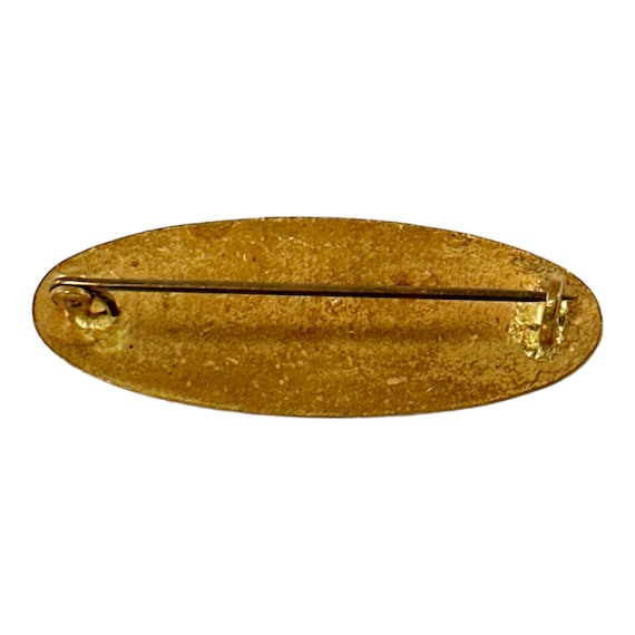 Vintage French Engraved Gold Plated Oval Brooch - image 10