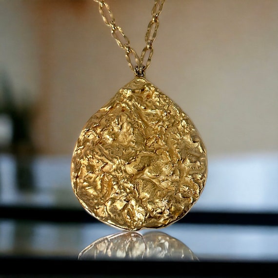 Vintage Napier Molten Gold Large Pendant Necklace… - image 7