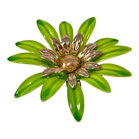 Vintage Sarah Coventry Green Enamel Flower Large … - image 8