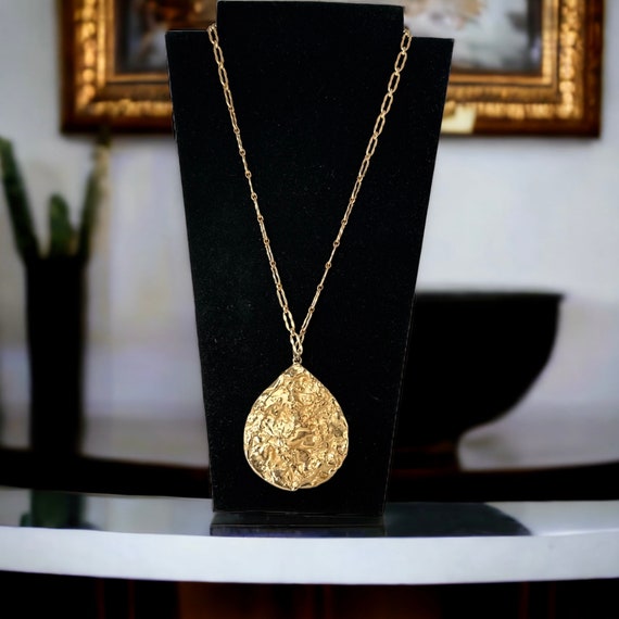 Vintage Napier Molten Gold Large Pendant Necklace… - image 8