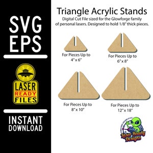 Triangle Acrylic Stands voor 1/8" dik acryl Laser SVG en EPS-bestand - Digitale download, Glowforge Laserbestand