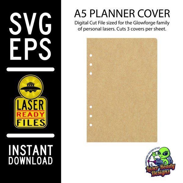 A5 Notebook Cover for 1/8" thick acrylic Laser SVG and EPS File - Digital Download, Glowforge Laser File