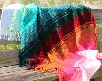 Moss Stitch Crochet Blanket Pattern | PDF Digitial Download | Summer Blanket, Striped Blanket, Easy Crochet Blanket Pattern, Modern Blanket