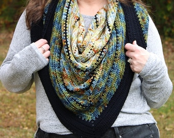 Triangle Scarf Crochet Pattern | PDF Digital Download | Easy Crochet Scarf, Color Fade Crochet Scarf, Crochet Neckwear, Lightweight Scarf