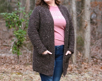 Bookworm Cardigan | Crochet Pattern sizes XS-5X | PDF Digital Download | Comfy cardigan, slouchy cardigan, relaxed-fit cardigan pockets