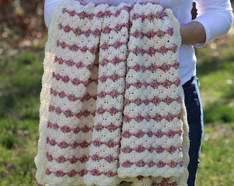 Wildflowers Lapghan / Crochet Pattern / PDF DIGITAL DOWNLOAD / Crochet lap throw, shell stitch, lightweight throw tassels, crochet lapghan