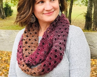 Autumn Fade Infinity Scarf | Crochet Pattern PDF DIGITAL DOWNLOAD | Arcade Stitch Crochet Scarf, Fall Scarf, Easy Crochet Scarf