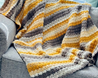 Hopeful Throw | Bulky Crochet Throw Pattern | PDF Digital Download | Beginner crochet blanket, bulky crochet throw, easy crochet throw