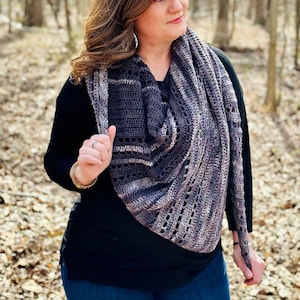 Mood Swings Wrap | Asymmetrical Wrap Crochet Pattern PDF Digital Download | crochet wrap, sock weight wrap, hand-dyed yarn wrap, spring wrap