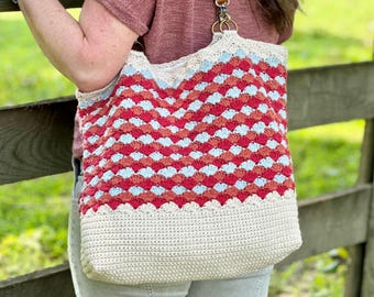 Easy Crochet Tote Bag | Crochet Pattern PDF Digital Download | Beginner Friendly Crochet, Summer Tote, Cotton Crochet Tote, Crochet Carryall