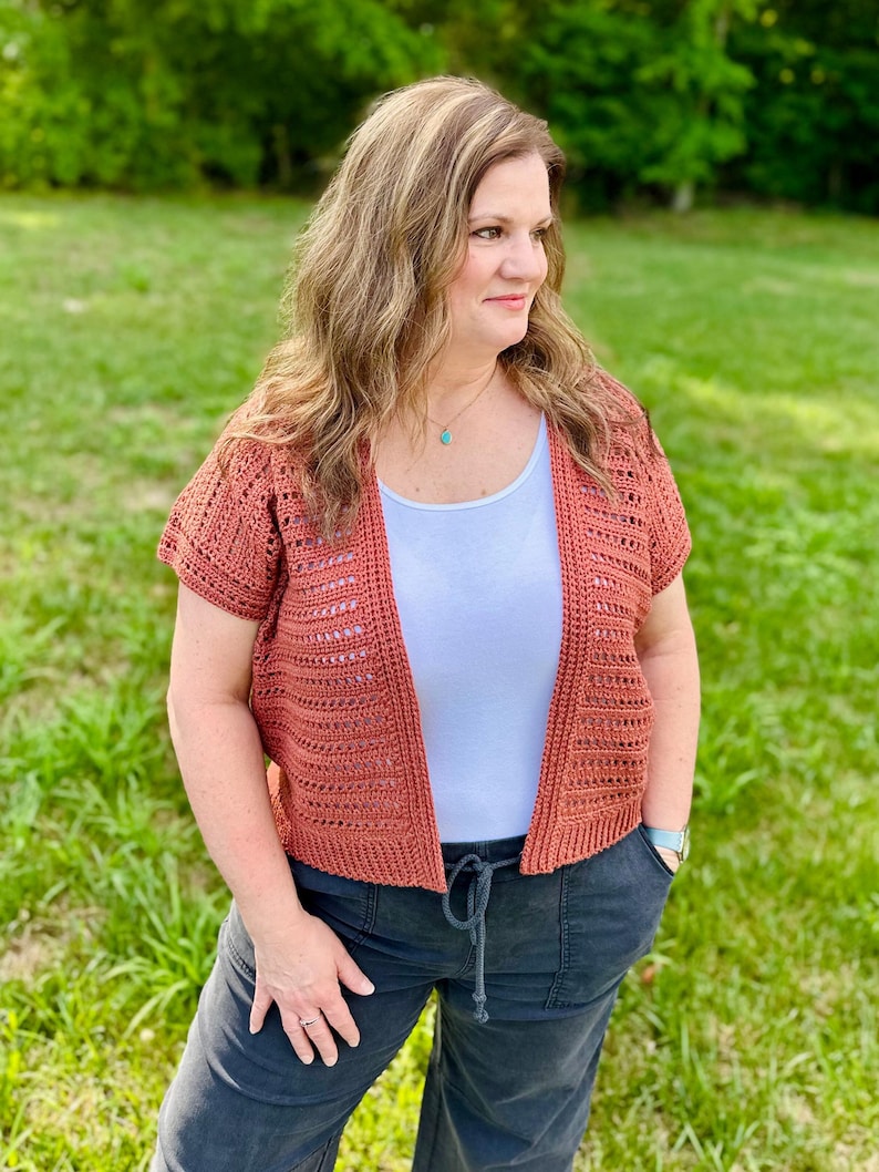 Lightweight Crochet Cardigan PDF Pattern | DIGITAL DOWNLOAD | Summer Cardigan, Summerweight, Open Mesh Stitch, Beginner Friendly, Cotton image 10