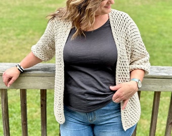 Simple Crochet Cardigan | PDF DIGITAL DOWNLOAD | Beginner cardigan, short sleeve cardigan, summer cardigan, cotton cardigan, easy crochet