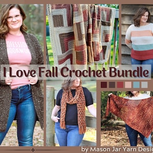 Pacchetto modelli all'uncinetto - I Love Fall / PDF DOWNLOAD DIGITALE / Pacchetto modelli all'uncinetto, cardigan all'uncinetto, maglione all'uncinetto, coperta all'uncinetto
