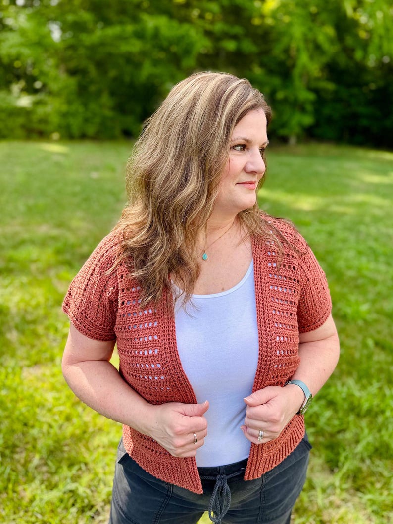 Lightweight Crochet Cardigan PDF Pattern | DIGITAL DOWNLOAD | Summer Cardigan, Summerweight, Open Mesh Stitch, Beginner Friendly, Cotton image 11