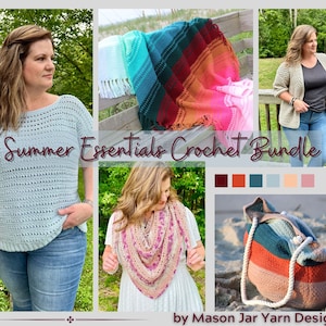 Summer Essentials Crochet Pattern Bundle | PDF DIGITAL DOWNLOAD | top, cardigan, shawl, blanket, beach tote, crochet bag, summer crochet