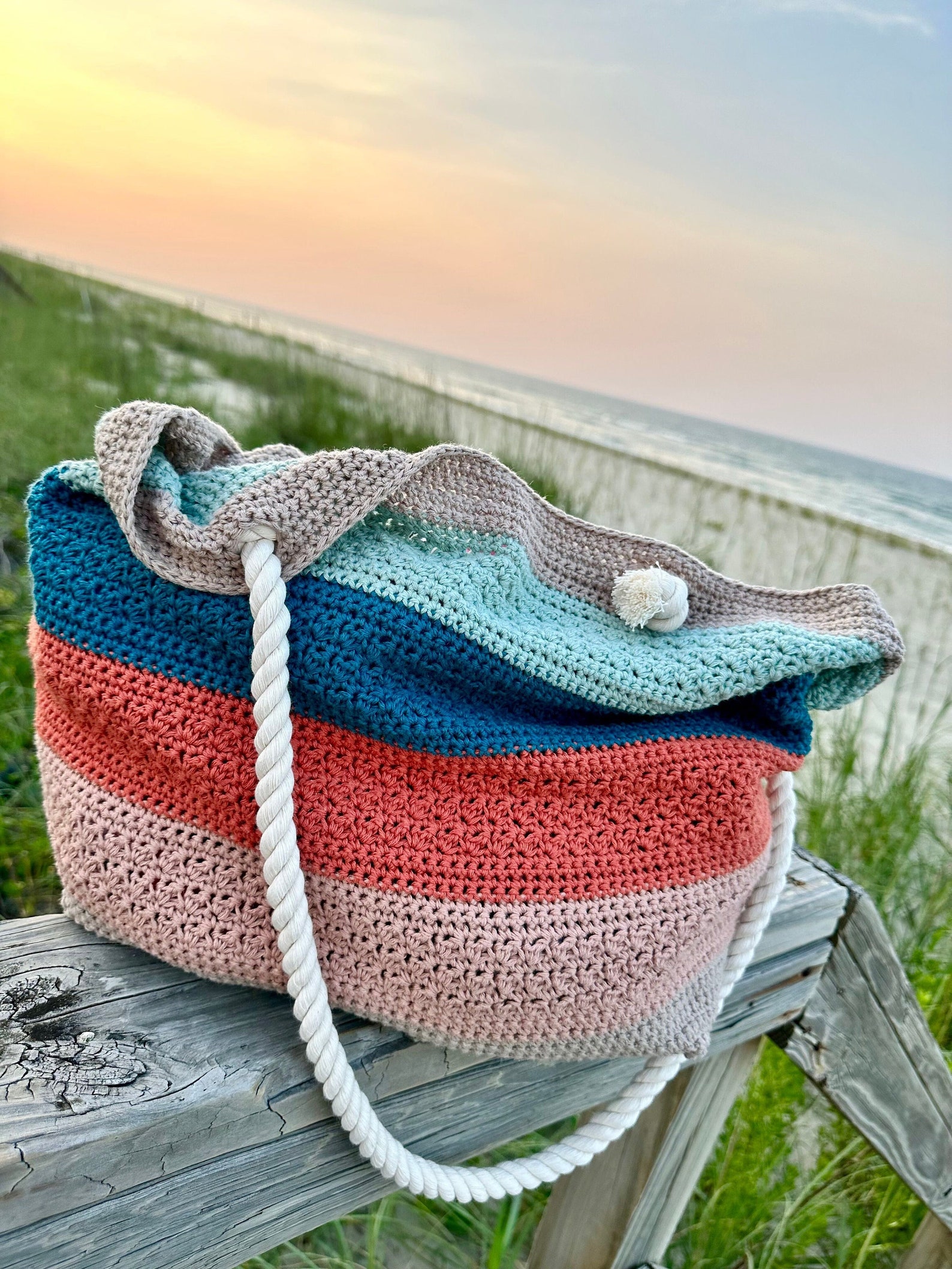 Crochet Beach Bag - Seaside Beach Tote | Crochet Pattern PDF Digital ...