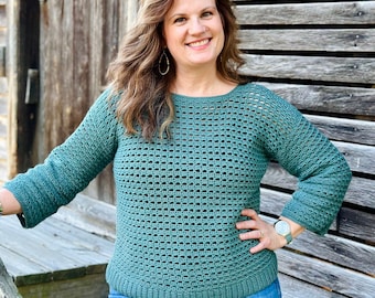 Lightweight Crochet Sweater Pattern Sizes XS-5X | PDF Digital Download | Fall Sweater, Crochet Pullover, Easy Crochet Sweater