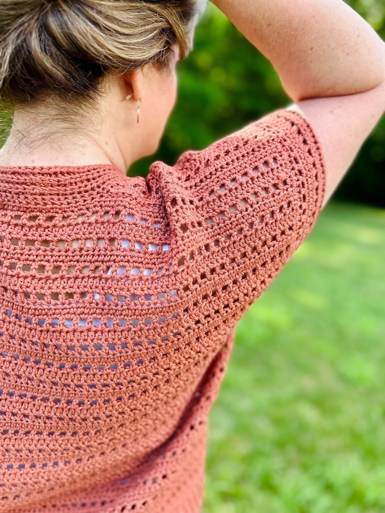 Lightweight Crochet Cardigan PDF Pattern | DIGITAL DOWNLOAD | Summer Cardigan, Summerweight, Open Mesh Stitch, Beginner Friendly, Cotton image 4