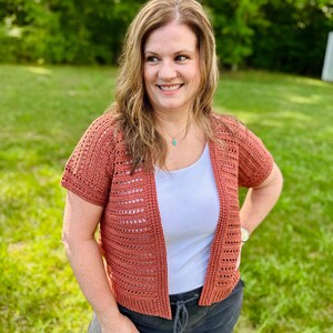 Lightweight Crochet Cardigan PDF Pattern | DIGITAL DOWNLOAD | Summer Cardigan, Summerweight, Open Mesh Stitch, Beginner Friendly, Cotton image 3