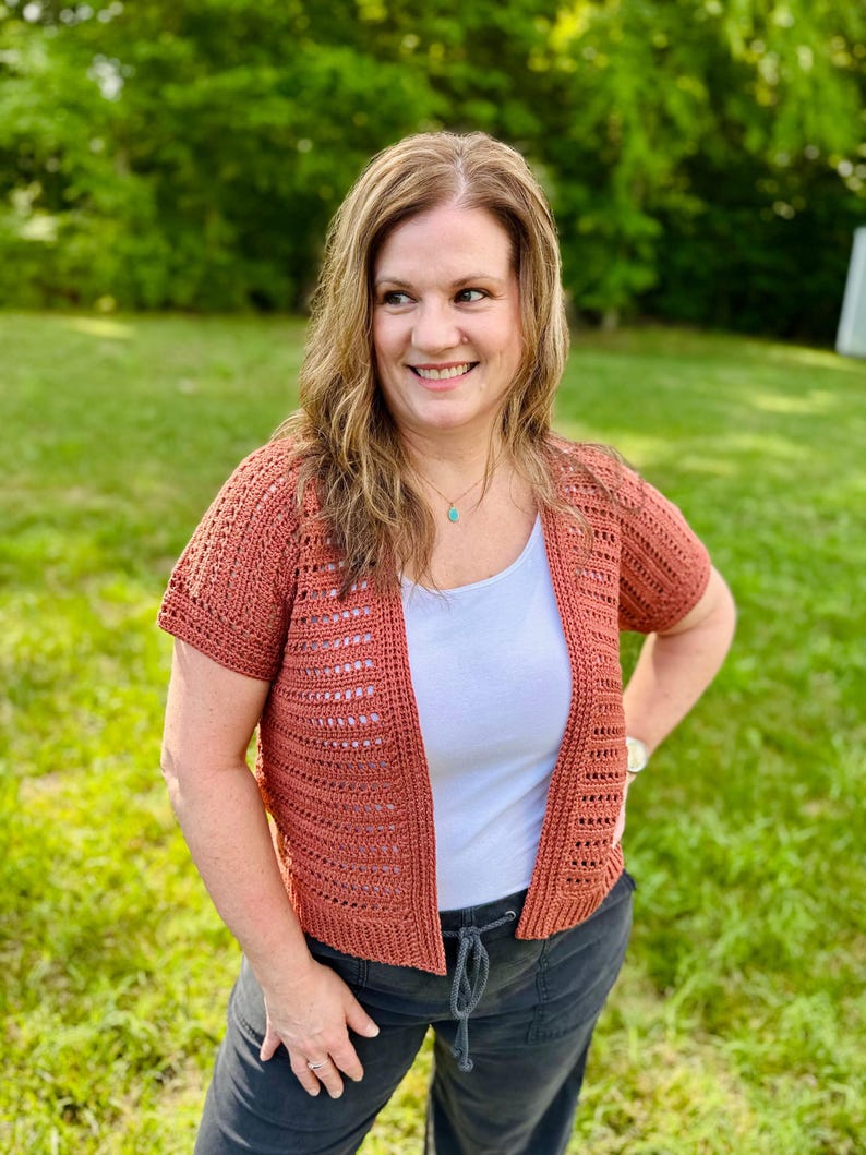 Lightweight Crochet Cardigan PDF Pattern | DIGITAL DOWNLOAD | Summer Cardigan, Summerweight, Open Mesh Stitch, Beginner Friendly, Cotton image 3