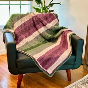 Textured Crochet Blanket | PDF Digital Download | Beginner Crochet Blanket, Summer Blanket, Easy Crochet Blanket Pattern, Striped Blanket