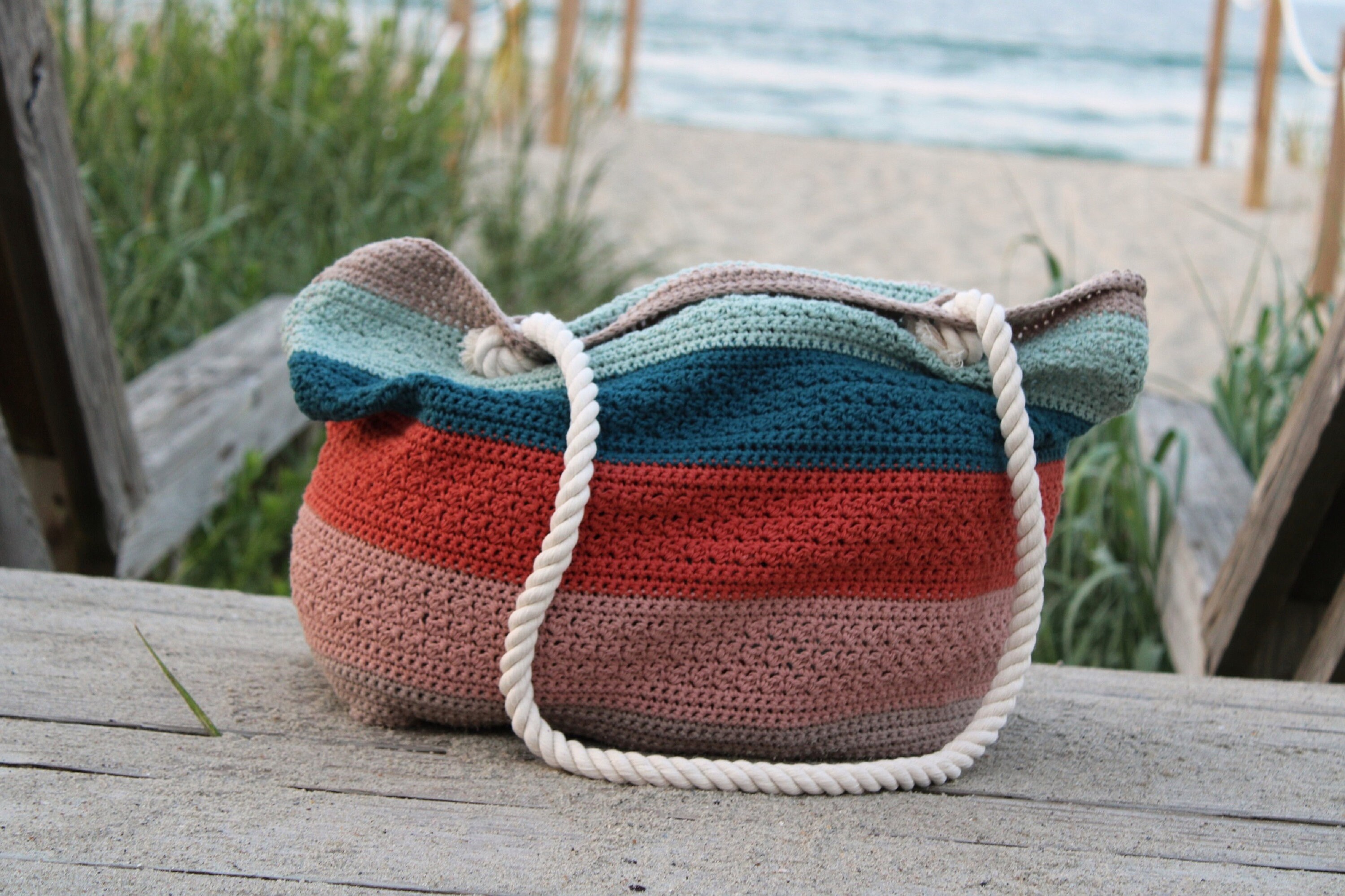 Crochet Beach Bag - Seaside Beach Tote | Crochet Pattern PDF Digital ...