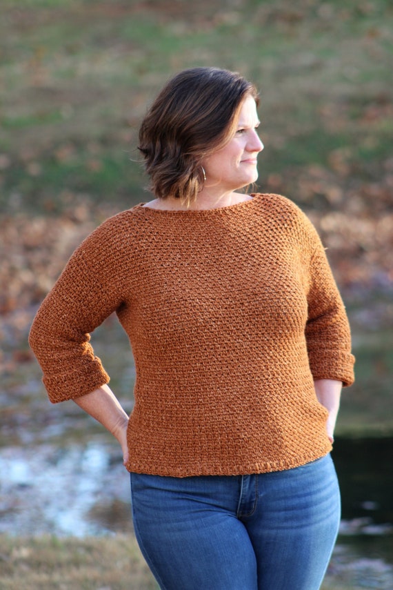 Copper Penny Pullover / Crochet Sweater Pattern Sizes XS-2X / PDF