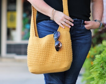 Golden Days Crochet Hobo Bag | PDF DIGITAL DOWNLOAD Crochet Pattern and Photo Tutorial | Crochet bag, fabric lined bag, crochet hobo bag