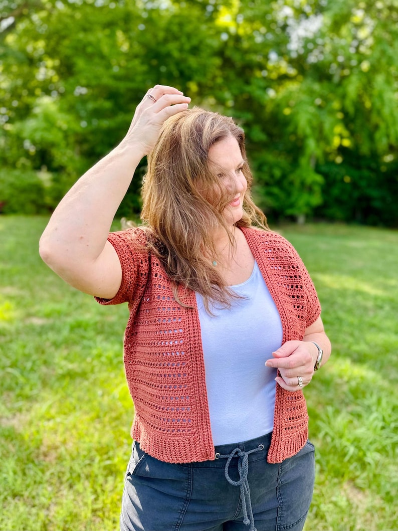 Lightweight Crochet Cardigan PDF Pattern | DIGITAL DOWNLOAD | Summer Cardigan, Summerweight, Open Mesh Stitch, Beginner Friendly, Cotton image 7