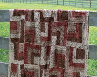 Rustic Squares Blanket | Crochet Pattern | PDF Digital Download | Crochet blanket, mitered crochet squares, rustic blanket, crochet throw