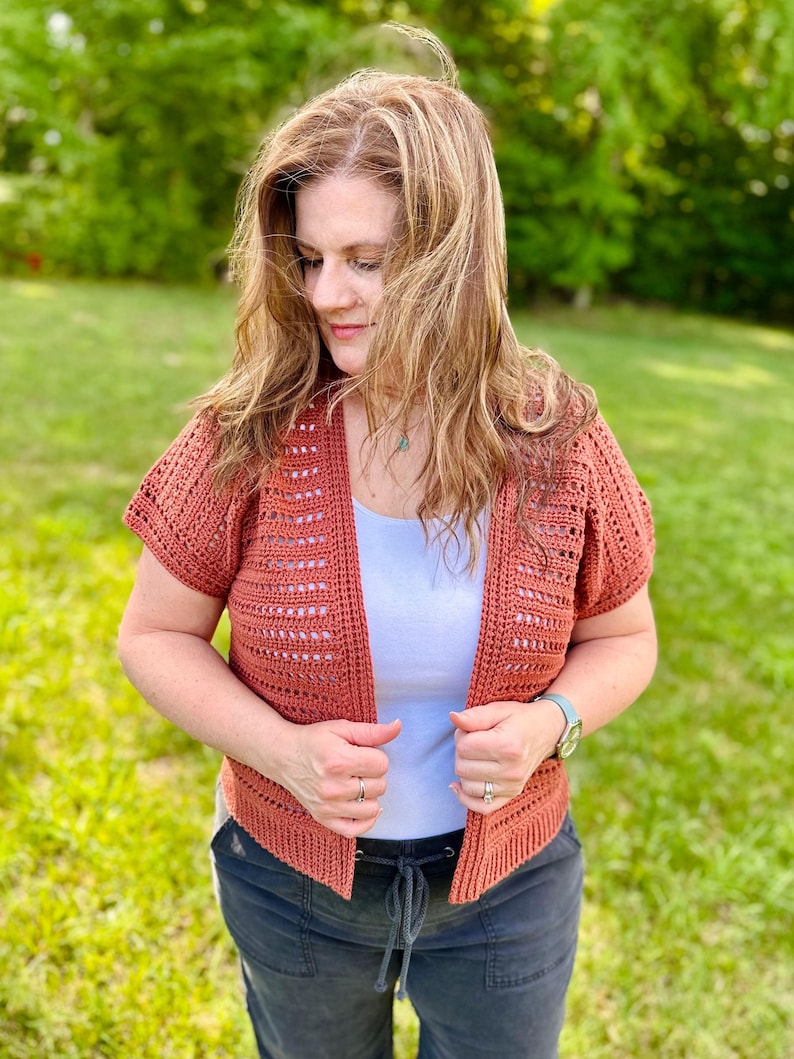 Lightweight Crochet Cardigan PDF Pattern | DIGITAL DOWNLOAD | Summer Cardigan, Summerweight, Open Mesh Stitch, Beginner Friendly, Cotton image 1