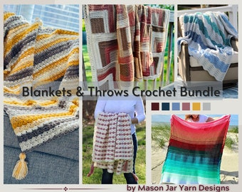 Blankets & Throws Crochet Pattern Bundle | PDF DIGITAL DOWNLOAD | Crochet Blanket, Crochet Throw, Easy Crochet Blanket, Modern Blanket