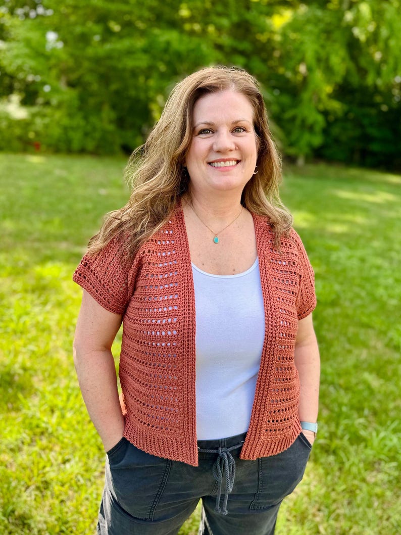 Lightweight Crochet Cardigan PDF Pattern | DIGITAL DOWNLOAD | Summer Cardigan, Summerweight, Open Mesh Stitch, Beginner Friendly, Cotton image 5