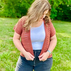 Lightweight Crochet Cardigan PDF Pattern | DIGITAL DOWNLOAD | Summer Cardigan, Summerweight, Open Mesh Stitch, Beginner Friendly, Cotton image 8