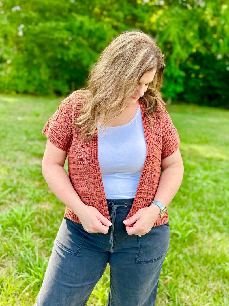 Lightweight Crochet Cardigan PDF Pattern | DIGITAL DOWNLOAD | Summer Cardigan, Summerweight, Open Mesh Stitch, Beginner Friendly, Cotton image 8